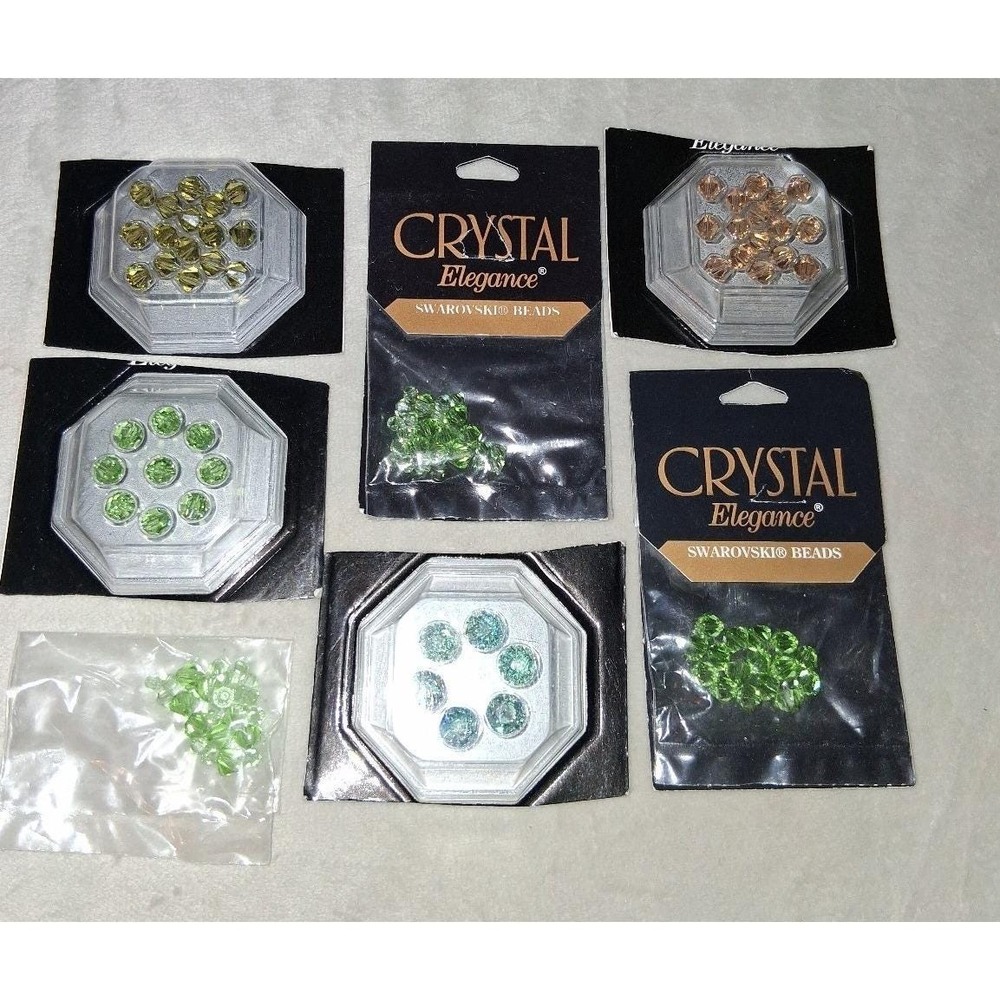 Lot of 7 Crystal Elegance Crystal Bead Packs Peridot Chrysolite